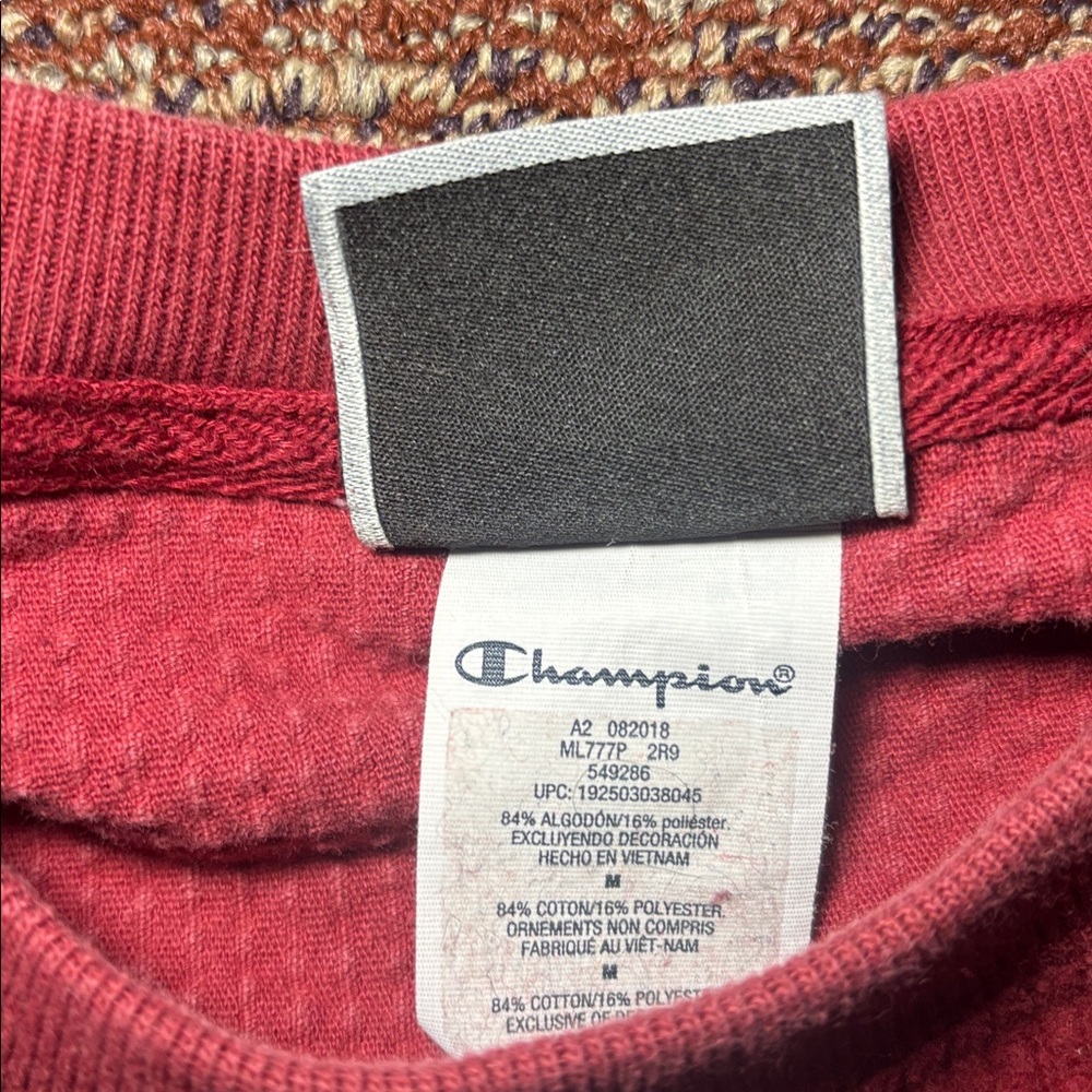 Vintage Champion crewneck sweatshirt red burgundy corduroy velvet men’s Large - Picture 8 of 12